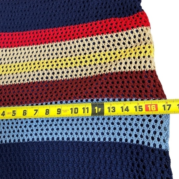 Cato Crochet Maxi Dress Retro 70s Boho Beach Dress Colorblock Striped Sz M - Picture 16 of 16
